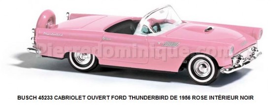CABRIOLET OUVERT FORD THUNDERBIRD DE 1956 ROSE INTÉRIEUR NOIR