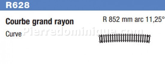 12X RAILS COURBE GRAND RAYON 11.25° 852mm