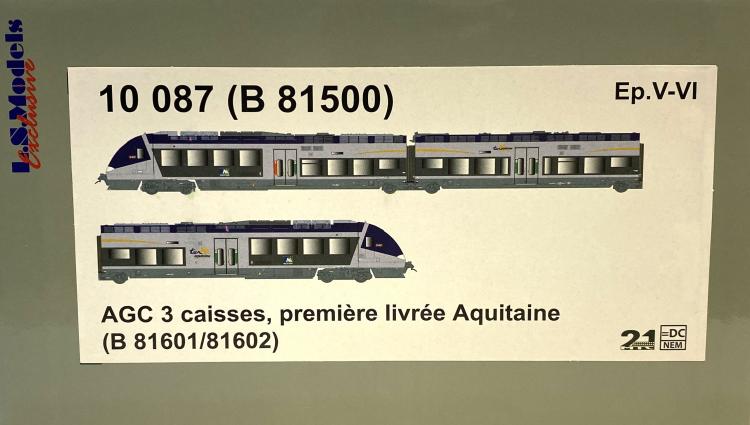 AUTOMOTRICE B 81801 AGC AQUITAINE PREMIERE DECORATION 3 CAISSES SNCF
