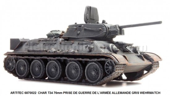 CHAR T34 76mm PRISE DE GUERRE DE L'ARMÉE ALLEMANDE GRIS WEHRMATCH