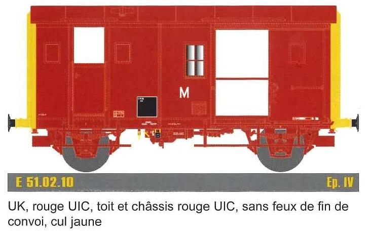 FOURGON UK ROUGE UIC M CUL JAUNE SNCF - SANS FEUX DE FIN DE CONVOI