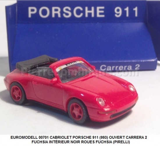 CABRIOLET PORSCHE 911 (993) OUVERT CARRERA 2  FUCHSIA INTÉRIEUR NOIR ROUES FUCHSIA (PIRELLI)