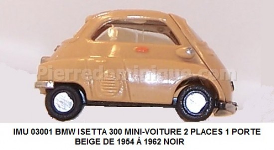 BMW ISETTA 300 MINI-VOITURE 2 PLACES 1 PORTE BEIGE DE 1954 Ã€ 1962 NOIR