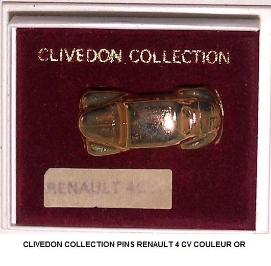 CLIVEDON COLLECTION PINS RENAULT 4 CV COULEUR OR