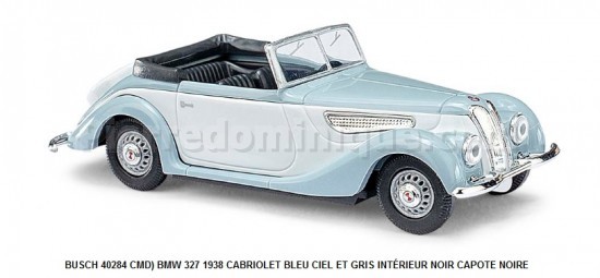 (CMD) BMW 327 1938 CABRIOLET BLEU CIEL ET GRIS INTÉRIEUR NOIR CAPOTE NOIRE