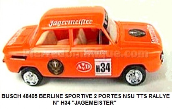 BERLINE SPORTIVE 2 PORTES NSU TTS RALLYE N° H34 "JAGEMEISTER"