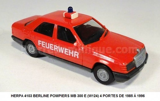 BERLINE POMPIERS MB 300 E (W124) 4 PORTES DE 1985 Ã€ 1996