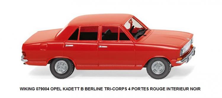 OPEL KADETT B BERLINE TRI-CORPS 4 PORTES ROUGE INTERIEUR NOIR