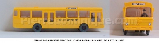 AUTOBUS MB O 305 LIGNE 6 RATHAUS (MAIRIE) DES PTT SUISSE JAUNE ORANGE