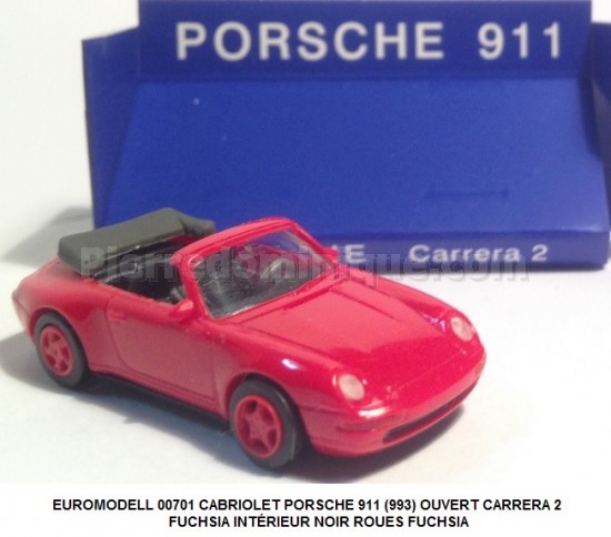 CABRIOLET PORSCHE 911 (993) OUVERT CARRERA 2  FUCHSIA INTÉRIEUR NOIR ROUES FUCHSIA