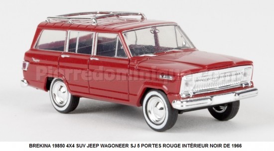 4X4 SUV JEEP WAGONEER SJ 5 PORTES ROUGE INTÉRIEUR NOIR DE 1966