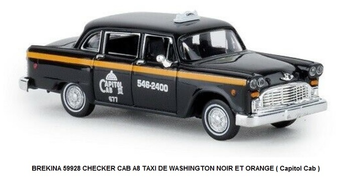 CHECKER CAB A8 TAXI DE WASHINGTON NOIR ET ORANGE ( Capitol Cab )