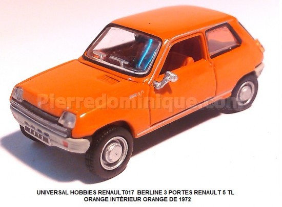 BERLINE 3 PORTES RENAULT 5 TL ORANGE INTÉRIEUR ORANGE DE 1972
