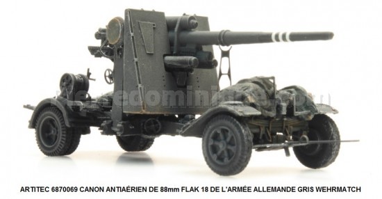 CANON ANTIAÉRIEN DE 88mm FLAK 18 DE L'ARMÉE ALLEMANDE GRIS WEHRMATCH