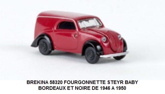  FOURGONNETTE STEYR BABY BORDEAUX ET NOIRE DE 1946 A 1950