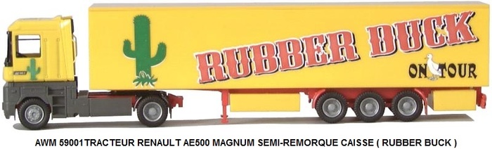 TRACTEUR RENAULT AE500 MAGNUM SEMI-REMORQUE CAISSE ( RUBBER BUCK )