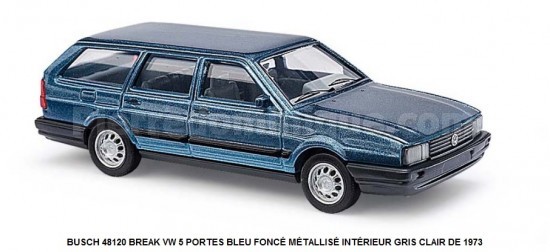 BREAK VW 5 PORTES BLEU FONCÉ MÉTALLISÉ INTÉRIEUR GRIS CLAIR DE 1973