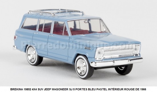 4X4 SUV JEEP WAGONEER SJ 5 PORTES BLEU PASTEL INTÉRIEUR ROUGE DE 1966