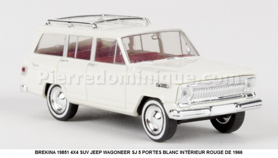 4X4 SUV JEEP WAGONEER SJ 5 PORTES BLANC INTÉRIEUR ROUGE DE 1966