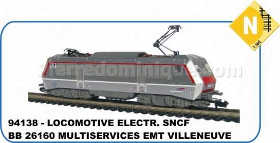 LOCOMOTIVE ELECTRIQUE BB 26160 SYBIC LIVREE MULTISERVICES SNCF