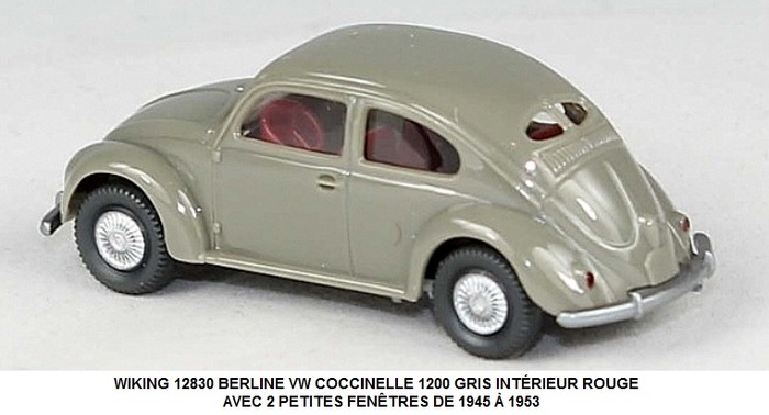 BERLINE VW COCCINELLE 1200 GRIS INTÉRIEUR ROUGE AVEC 2 PETITES FENÊTRES DE 1945 Ã€ 1953