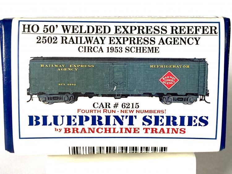 KIT A MONTER WAGON REFRIGERANT WELDED EXPRESS REEFER RAILWAY EXPRESS AGENCY CIRCA 1953 - BLUE PRINT SERIES BY BRANCHLINE TRAINS