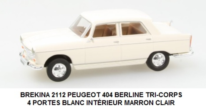 *PROMOS* - PEUGEOT 404 BERLINE TRI-CORPS 4 PORTES BLANCHE INTÉRIEUR MARRON CLAIR DE 1968
