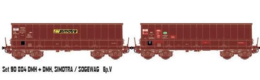 ENSEMBLE DE 2 WAGONS TOMBEAUX DMH BRUN SIMOTRA SOGEWAG SNCF