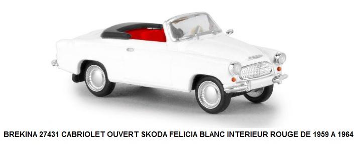 CABRIOLET OUVERT SKODA FELICIA BLANC INTERIEUR ROUGE DE 1959 A 1964