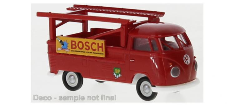 VW T1b TRANSPORT DE VOITURE DE COURSE ROUGE BOSCH 1960