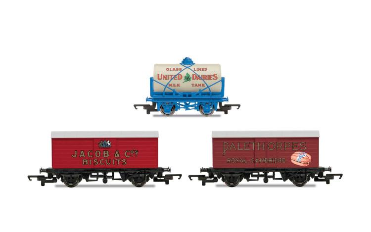 LOT DE 3 WAGONS RETRO ( United Dairies Tanker /Jacob's Biscuits / Palethorpes )
