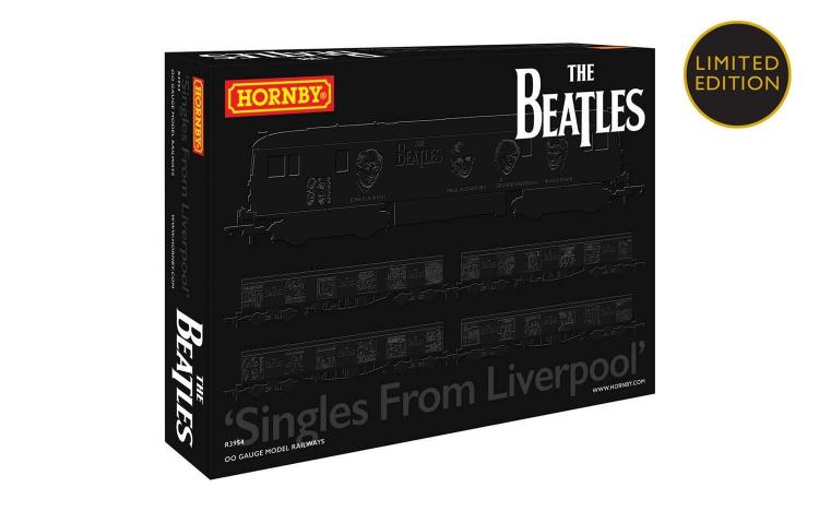 SET 3ELEMENTS LOCOMOTIVE DIESEL ET WAGONS COUVERT THE BEATLES SINGLES FORM LIVERPOOL