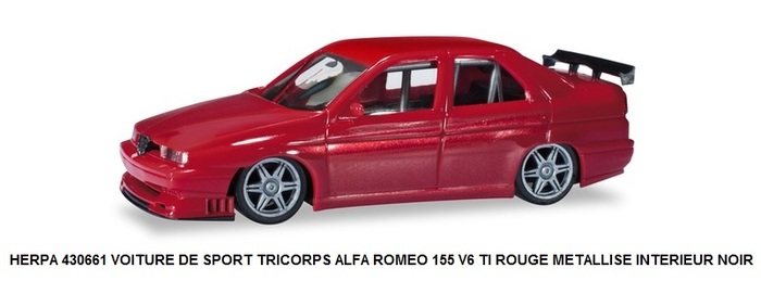 *PROMOS* - VOITURE DE SPORT TRICORPS ALFA ROMEO 155 V6 TI ROUGE METALLISE INTERIEUR NOIR