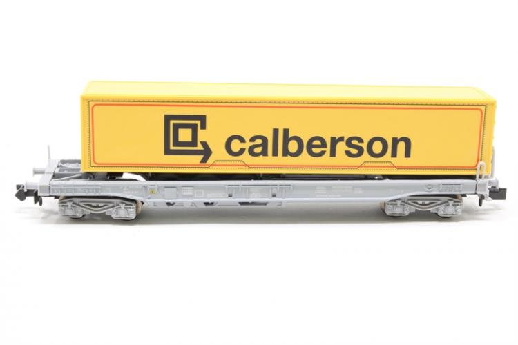 ENSEMBLE DE 3 WAGONS PORTE CONTENEURS SNCF CALBERSON HABITAT ET VINS TRILLES
