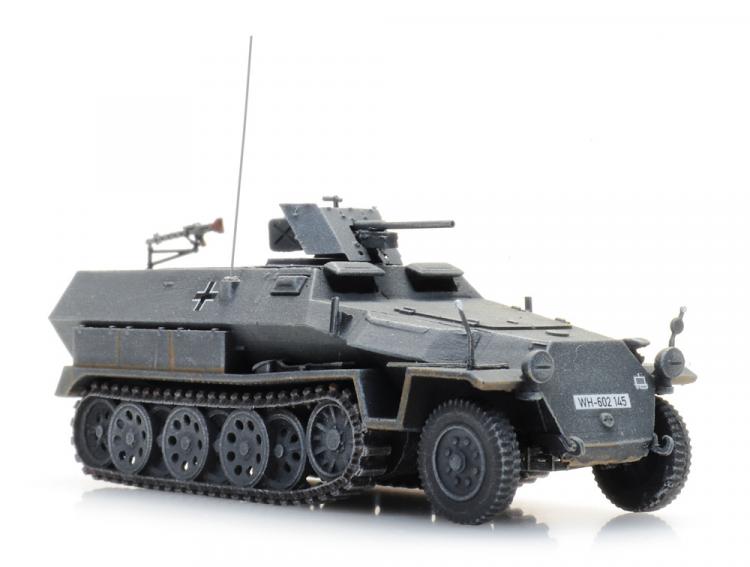 HALTRACK VEHICULE DE TRANSPORT DE TROUPE Sd.Kfz 251/10 AVEC CANON ANTI CHAR PaK36 DE 37MM GRIS WEHRMACTH