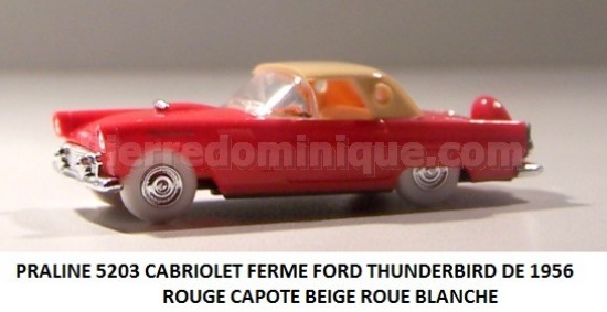 CABRIOLET FERME FORD THUNDERBIRD DE 1956 ROUGE CAPOTE BEIGE ROUE BLANCHE