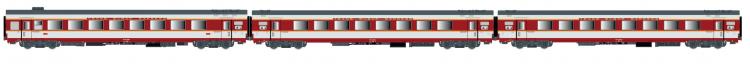 *PROMOS* - SET DE 3 VOITURES GRAND CONFORT CAPITOLE A3RTUX + A8TU + A8U, LIVREE ORIGINE, GRIS METALLISE, SUD OUEST, SNCF 200 KM/H, EP.IV - AC 3 RAILS