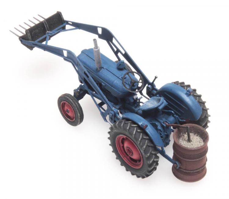 TRACTEUR AGRICOLE FORD DEXTA BLEU AVEC CHARGEUR ET SEMOIR