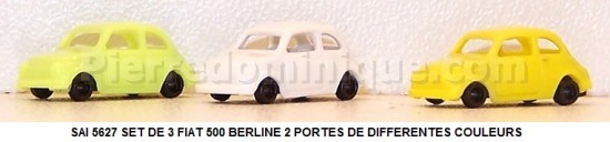 SET DE 3 FIAT 500 BERLINE 2 PORTES DE DIFFERENTES COULEURS