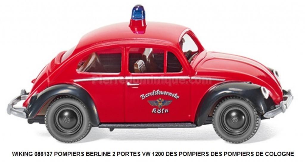 POMPIERS BERLINE TRICORPS OPEL REKORD C 4 PORTES BLANC ET... *PROMOS