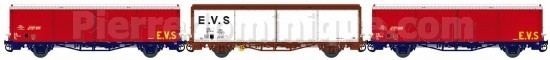 COFFRET DE 3 WAGONS COUVERT Hss+Hs+Hss E.V.S  PAROIS PLANES ''120 KM/H''