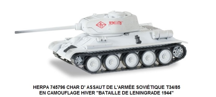 CHAR D' ASSAUT DE L'ARMÉE SOVIÉTIQUE T34/85 EN CAMOUFLAGE HIVER "BATAILLE DE LENINGRADE 1944"