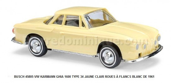 VW KARMANN GHIA 1600 TYPE 34 JAUNE CLAIR ROUES Ã€ FLANCS BLANC DE 1961