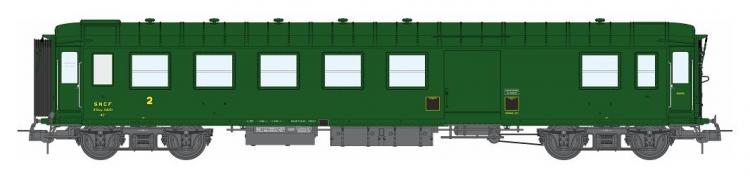 VOITURE METALLISEE EX-PLM B4D N°54251 VERT 301 SNCF SERIE 3