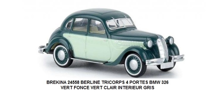 *PROMOS* - BERLINE TRICORPS 4 PORTES BMW 326 VERT FONCE VERT CLAIR INTERIEUR GRIS