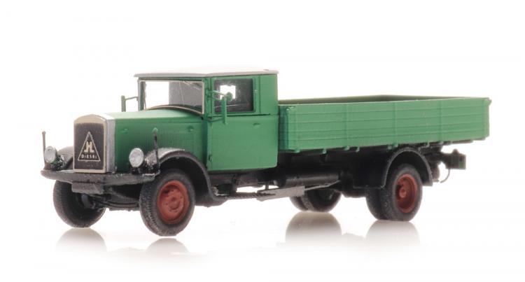 PORTEUR BENNE HANSA LLOYD MERKUR VERT CHASSI NOIR ECHELLE N