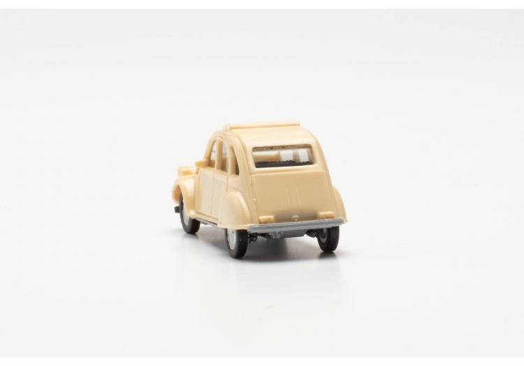 CITROËN 2 CV AVEC TOIT OUVERT, BLANC CRÈME