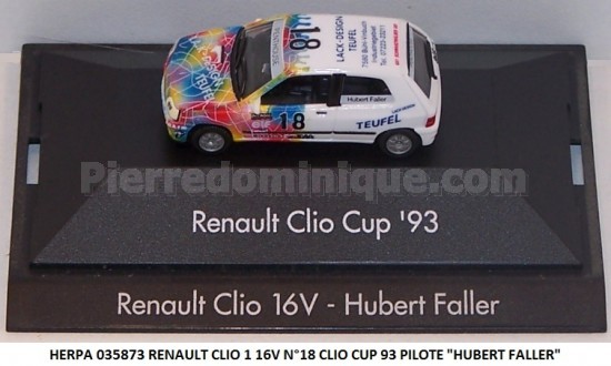 RENAULT CLIO1 16 V N°18 CLIO CUP 93 PILOTE "HUBERT FALLER"