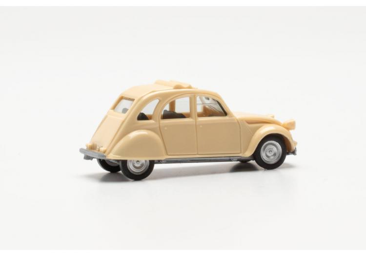 CITROËN 2 CV AVEC TOIT OUVERT, BLANC CRÈME