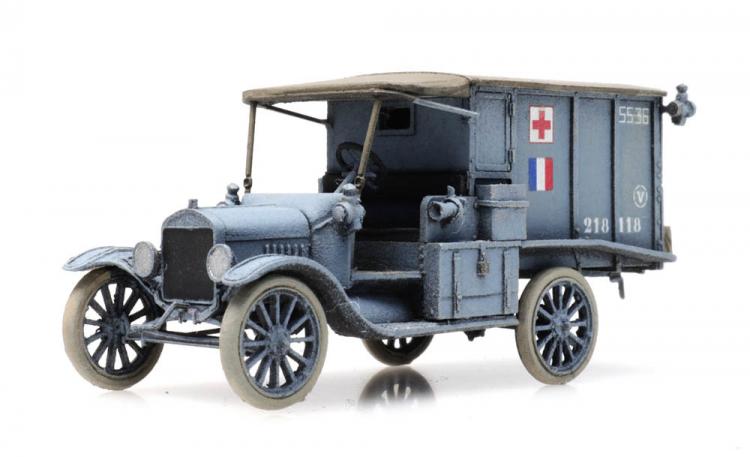 VEHICULE MILITAIRE FORD T AMBULANCE FRANCAISE